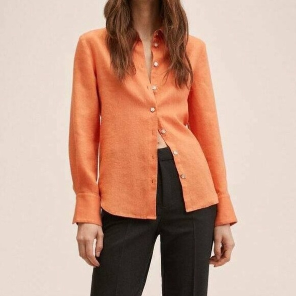 Mango Linen Button Down Shirt